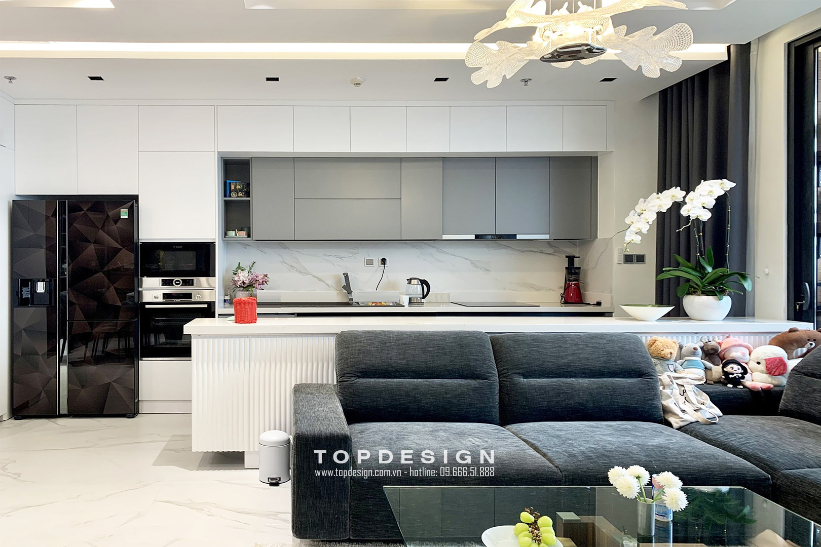 Mẫu nội thất sang trọng cho căn hộ Vinhomes đẹp hiện đại cao cấp - TOPdesign - phòng khách