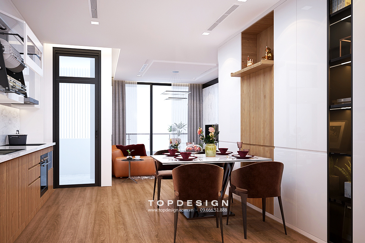 thiết kế thi công nội thất chung cư 2 ngủ Vinhomes Metropolis 2