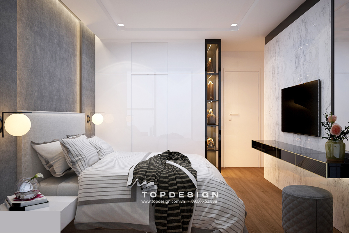 thiết kế thi công nội thất chung cư 2 ngủ Vinhomes Metropolis 3