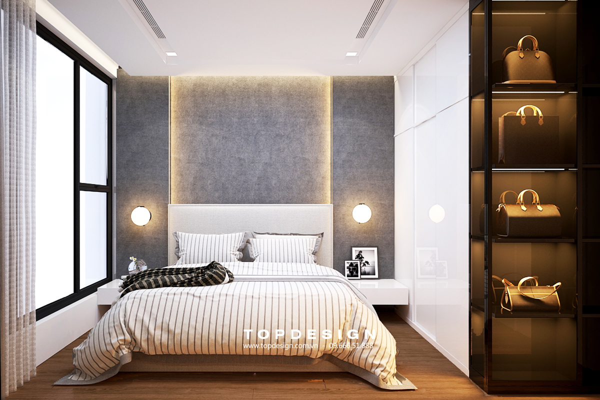 thiết kế thi công nội thất chung cư 2 ngủ Vinhomes Metropolis 4