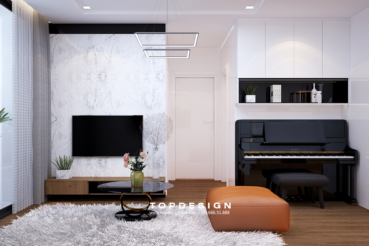 thiết kế thi công nội thất chung cư 2 ngủ Vinhomes Metropolis 5