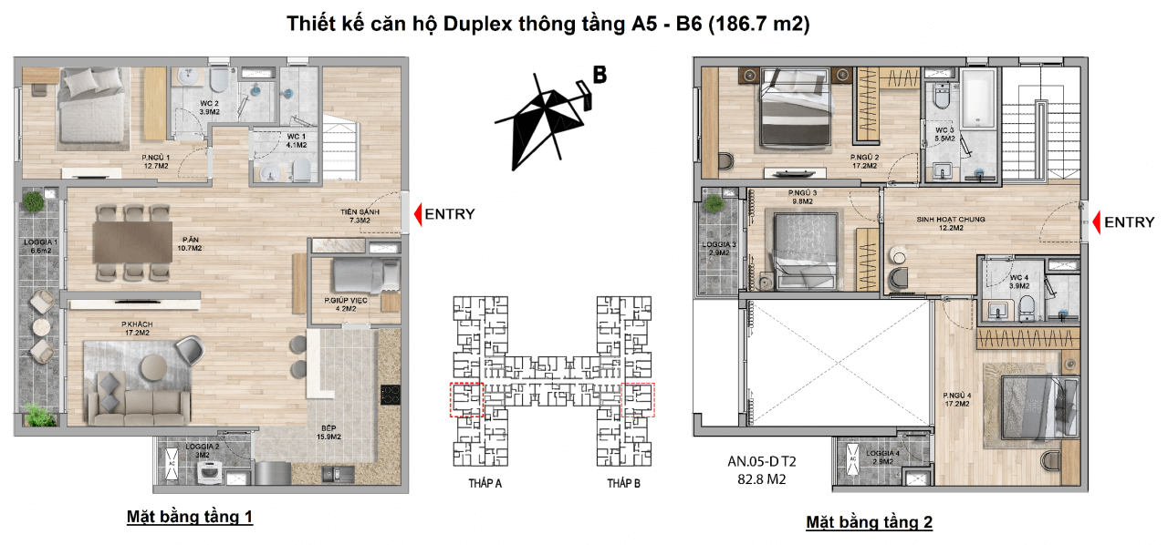 thiết kế nội thất chung cư Duplex The Zei