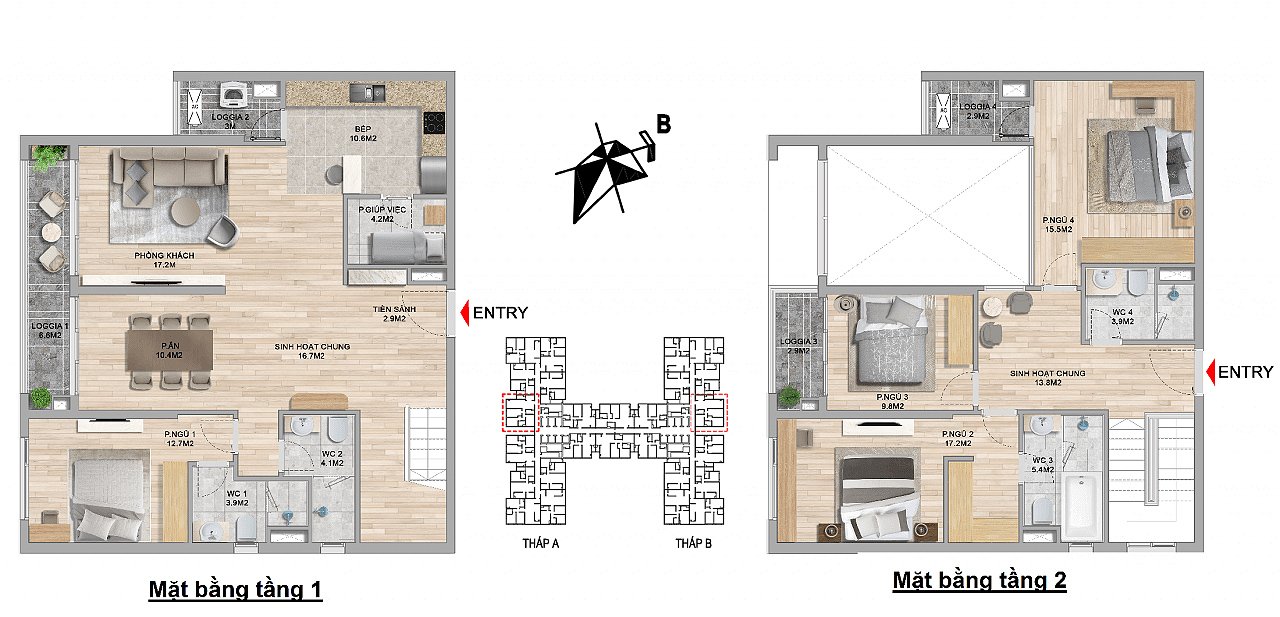 thiết kế căn hộ chung cư Duplex