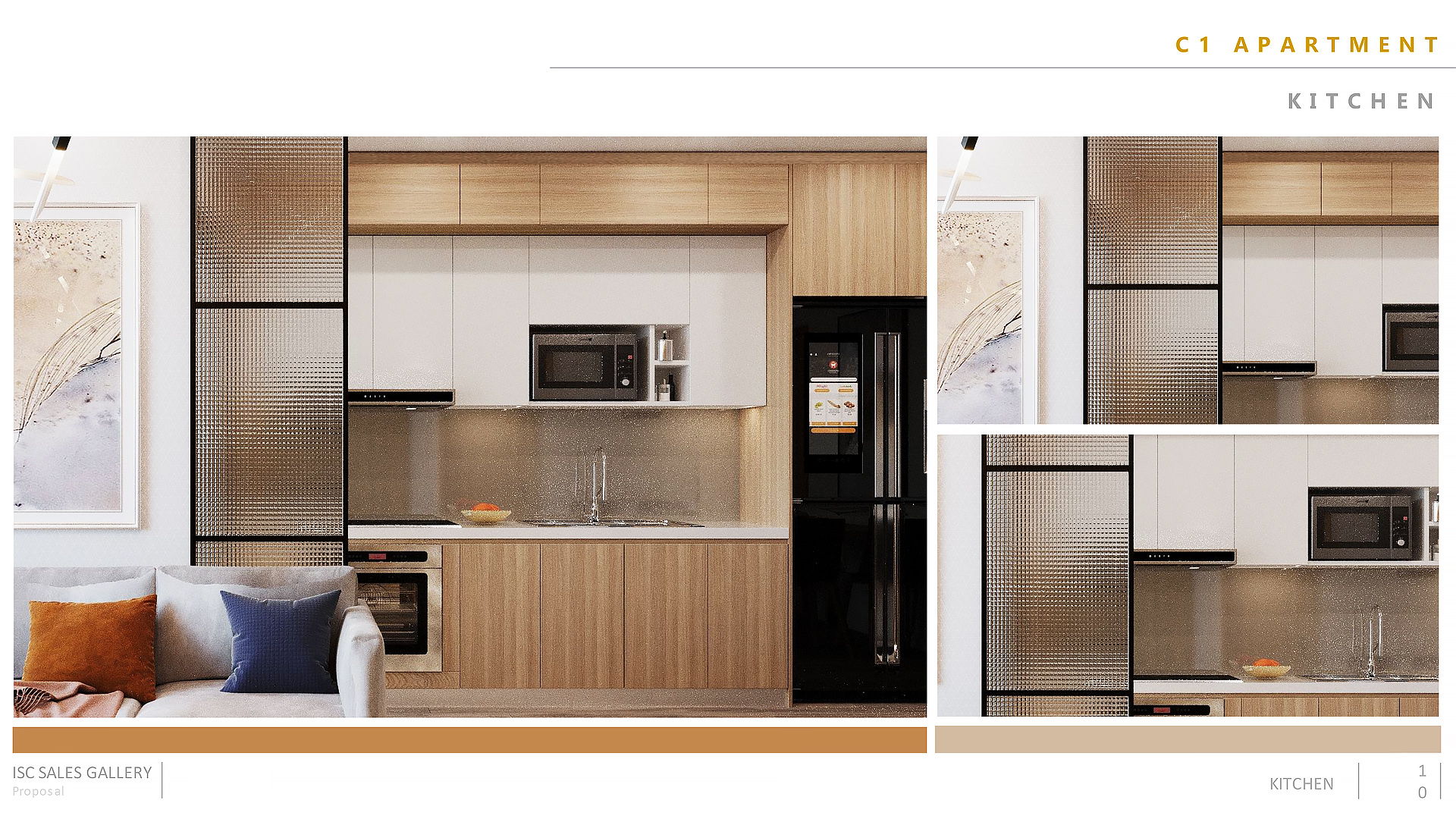 thiết kế nội thất bếp căn hộ 3 phòng ngủ hiện đại