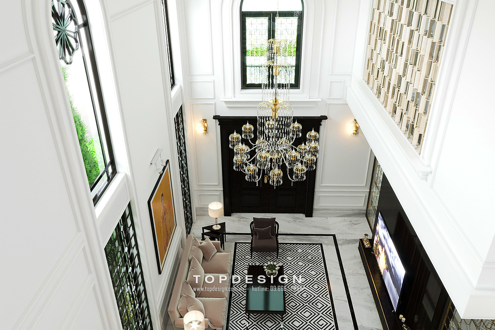 thiết kế thi công biệt thự tân cổ điển tại Bắc Ninh - Phòng khách