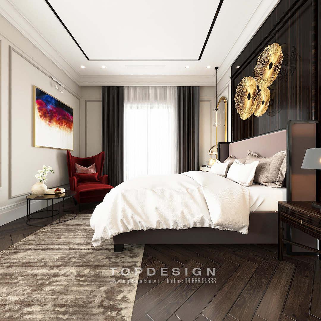 phòng ngủ tân cổ điển - thiết kế thi công nội thất biệt thự TOPDESIGN
