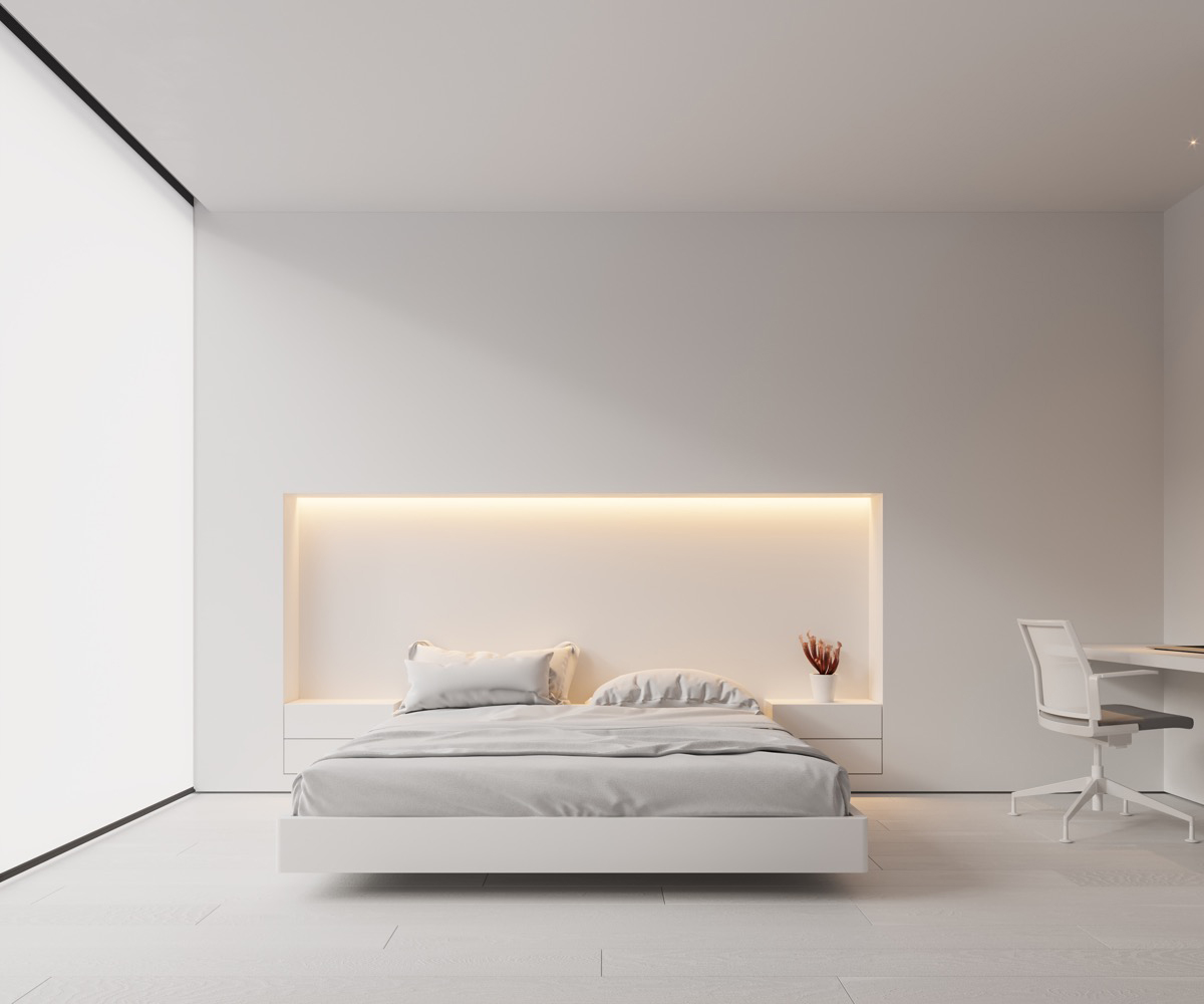 mẫu thiết kế nội thất phòng ngủ đơn sắc TOPDESIGN