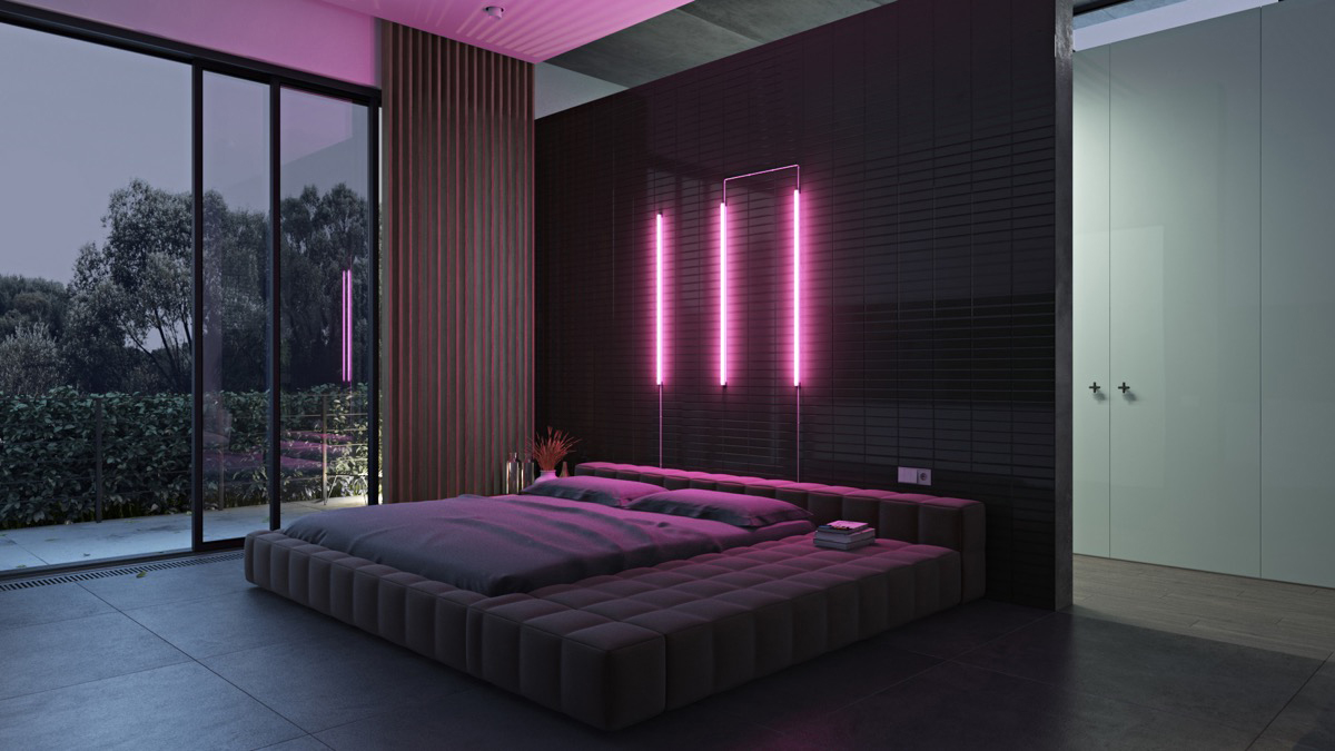 ý tưởng thiết kế phòng ngủ với ánh sáng màu TOPDESIGN