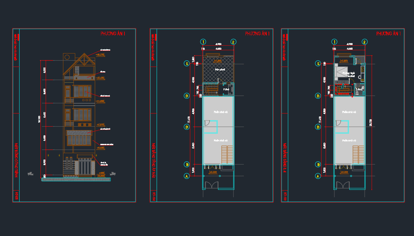 mẫu nhà phố 5 tầng - bản vẽ file cad đầy đủ