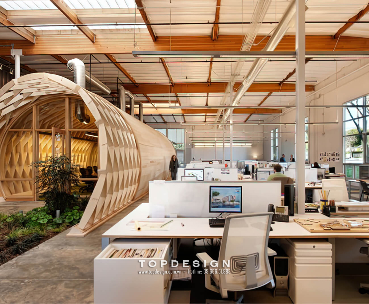 Mẫu không gian văn phòng đẹp hiện đại phù hợp làm việc nhóm