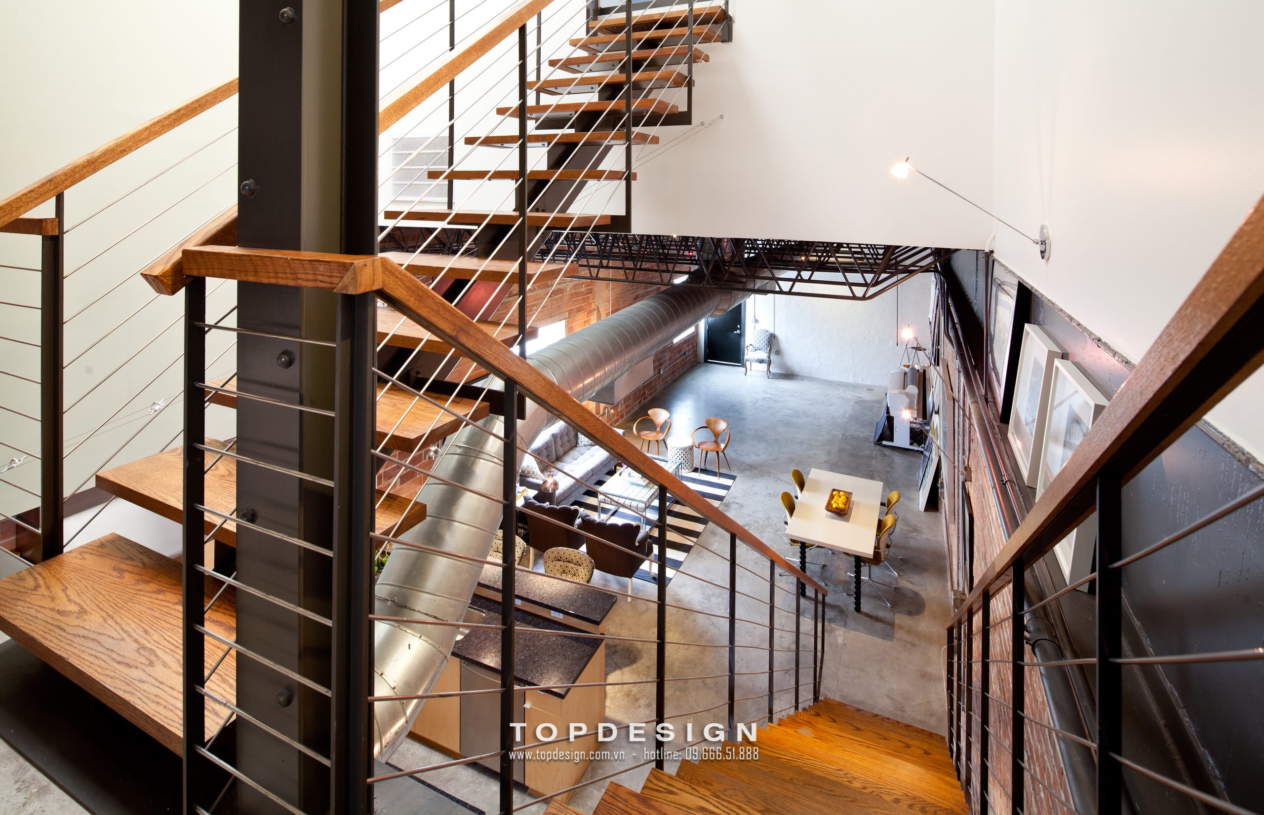 6.Thiết kế văn phòng phong cách công nghiệp bằng gỗ, chống trơn, hiện đại, tinh tế_TOPDESIGN