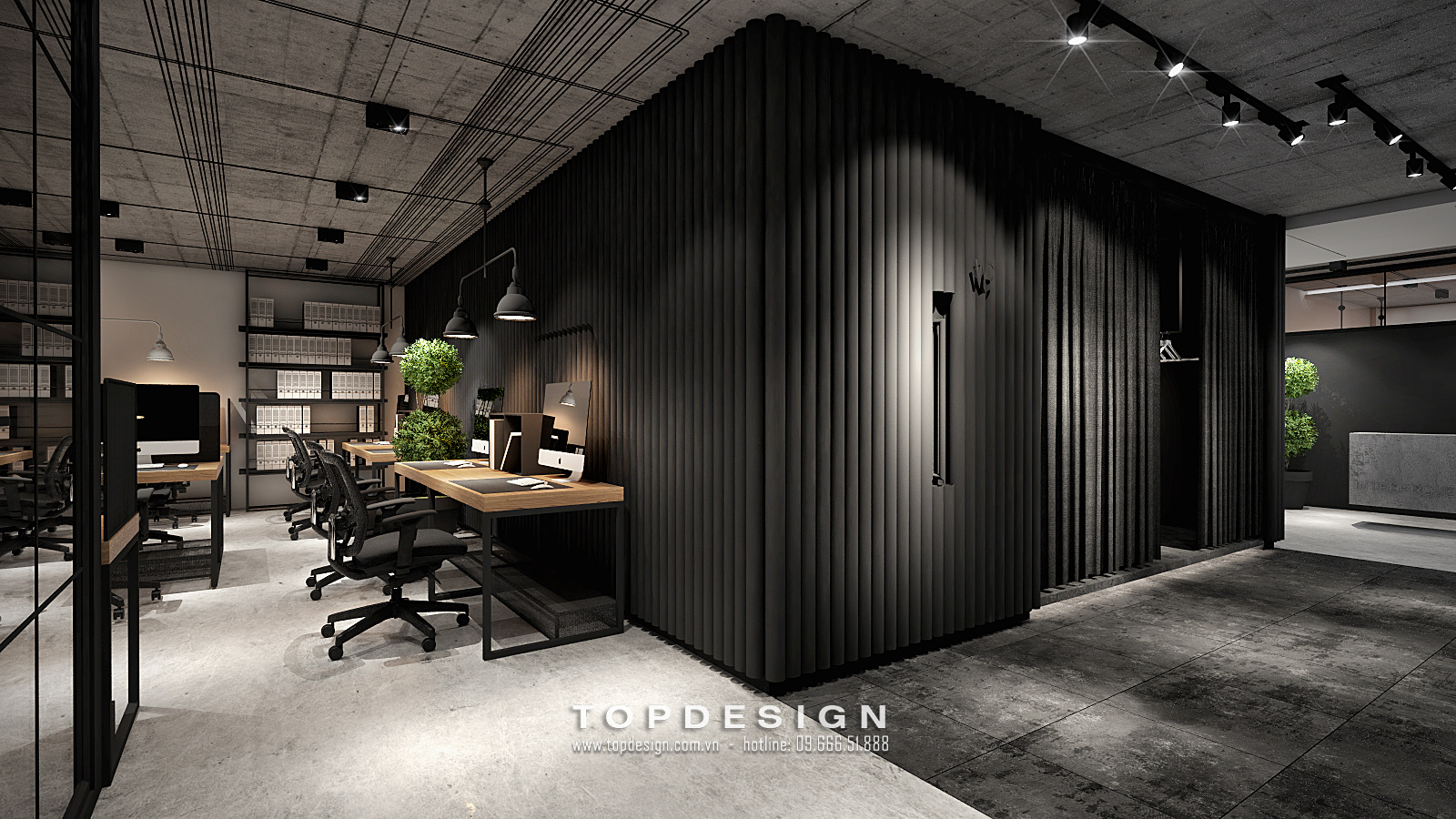 7.Thiết kế văn phòng phong cách công nghiệp nét cổ điển, sang trọng, đẹp_TOPDESIGN