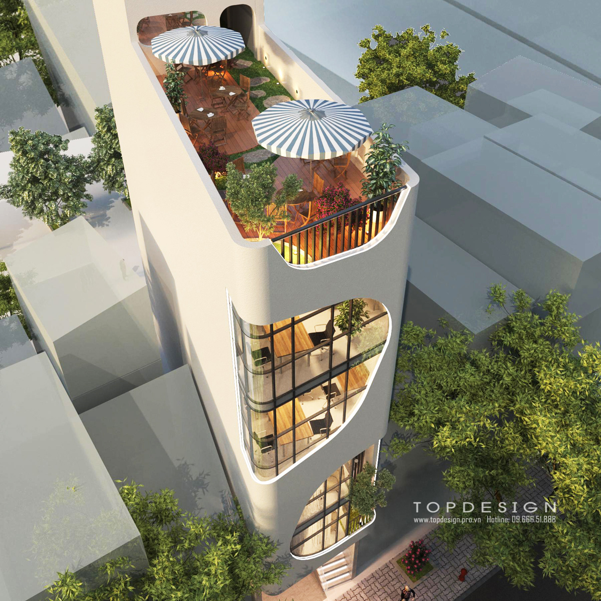 1. thiết kế nhà phố đương đại 4 tầng với không gian xanh