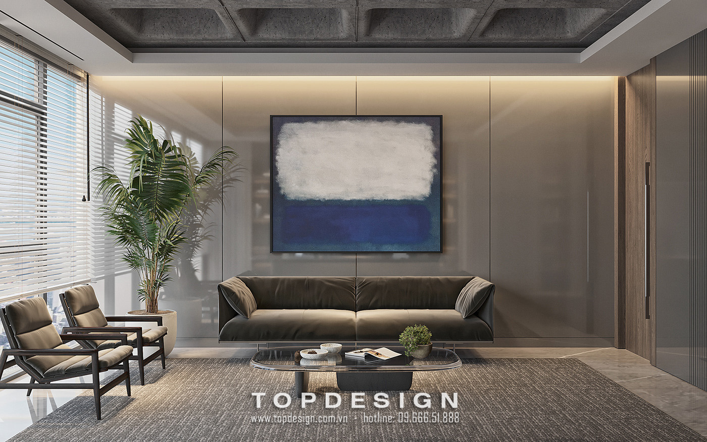 1_Thiết kế nội thất văn phòng 150m2 hiện đại - TOPDESIGN