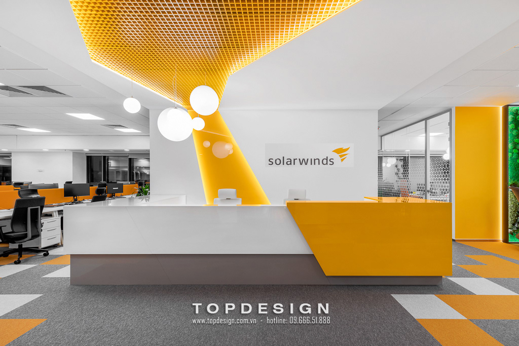 Thiết kế văn phòng công ty năng lượng SOLARWIND với gam màu nổi bật