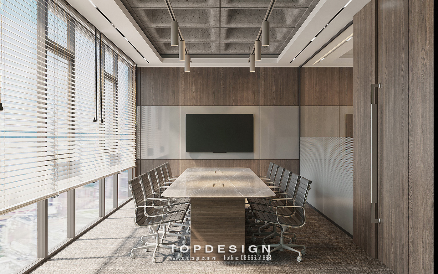 2_ Thiết kế nội thất văn phòng 150m2 sang trọng TOPDESIGN