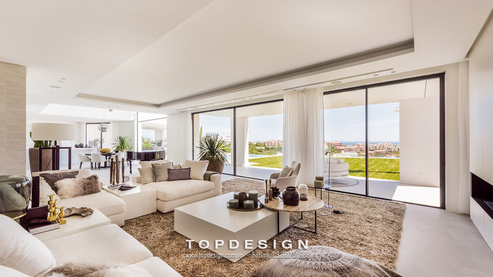 thiết kế nội thất phòng khách biệt thự phong cách hiện đại - TOPDESIGN
