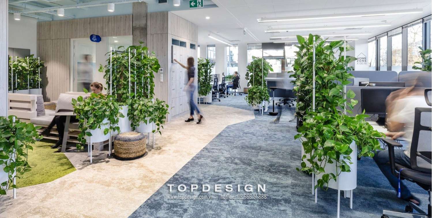 5. Mẫu thiết kế nội thất văn phòng làm việc không gian xanh mang lại cảm giác tươi mát và thoáng đãng_TOPDESIGN