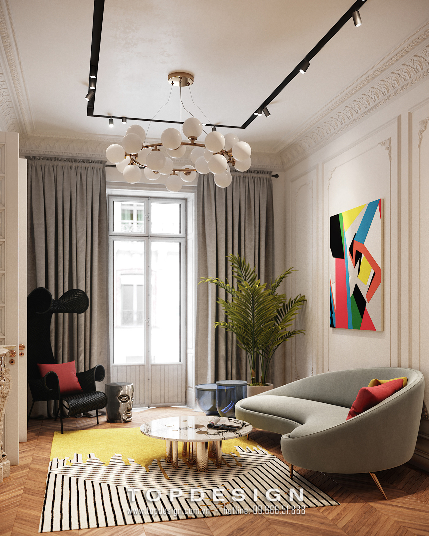 6.Thiết kế thi công nội thất căn hộ chung cư màu sắc ấn tượng, bắt mắt_TOPDESIGN