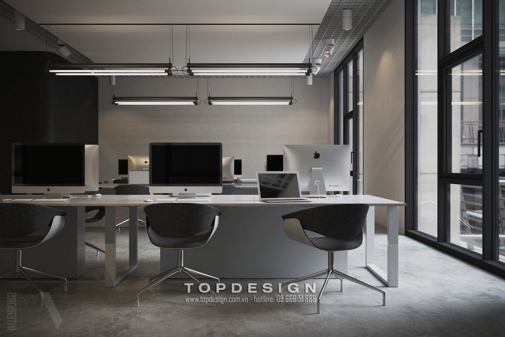 01. Thiết kế nội thất văn phòng tone màu đen - Dự án Thành Công 860m2 -TOPDESIGN