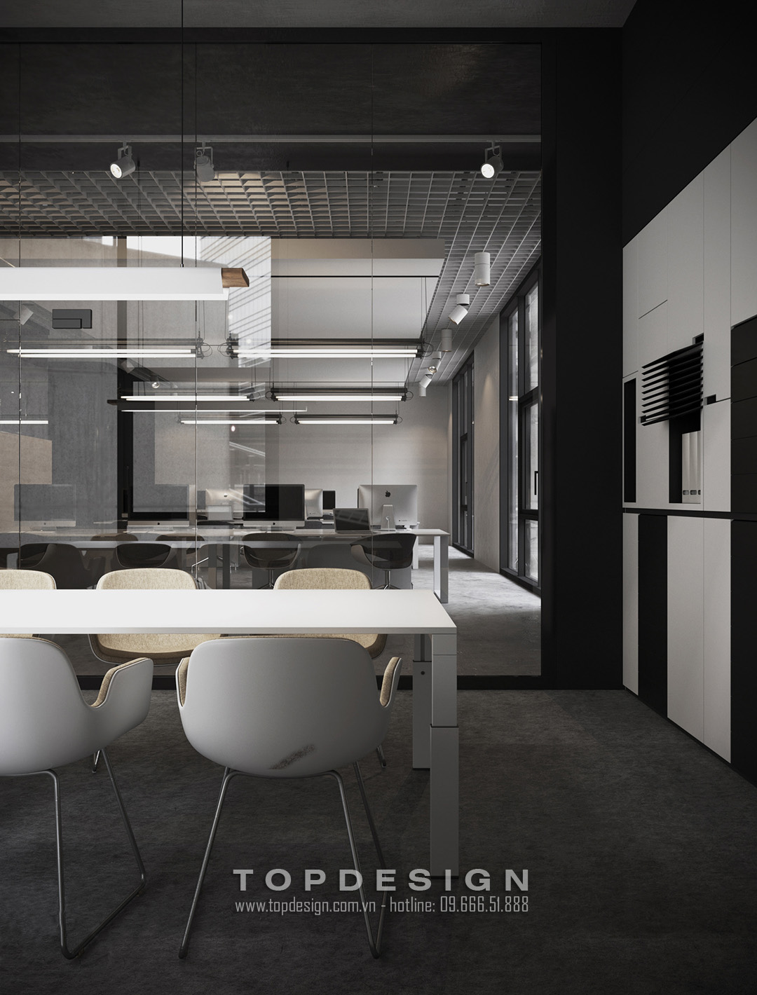 04. Thiết kế nội thất văn phòng tone màu đen - Dự án Thành Công 860m2 -TOPDESIGN