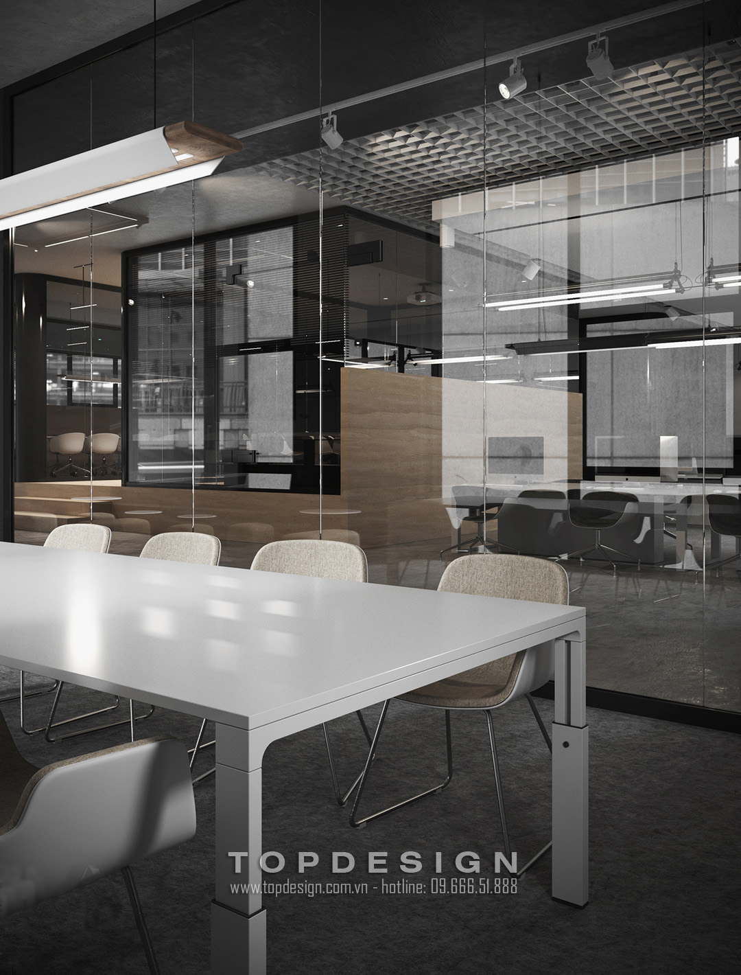 06. Thiết kế nội thất văn phòng tone màu đen - Dự án Thành Công 860m2 -TOPDESIGN