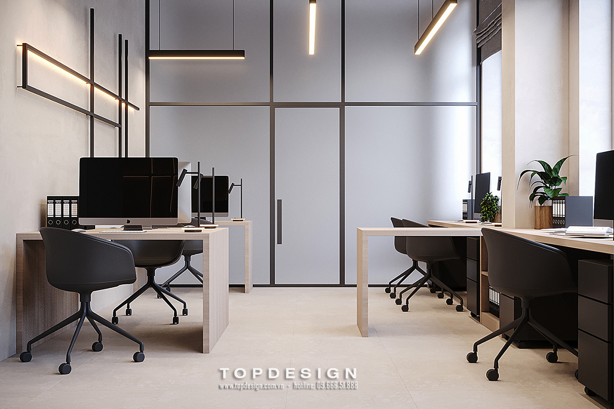 thiết kế nội thất văn phòng phong cách tối giản TOPDESIGN
