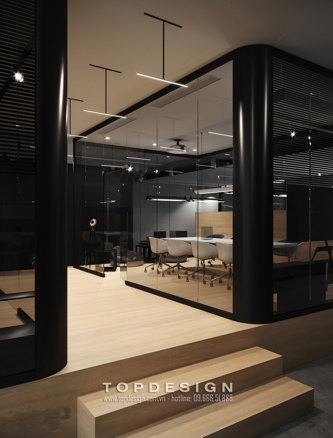 11. Thiết kế nội thất văn phòng tone màu đen - Dự án Thành Công 860m2 -TOPDESIGN