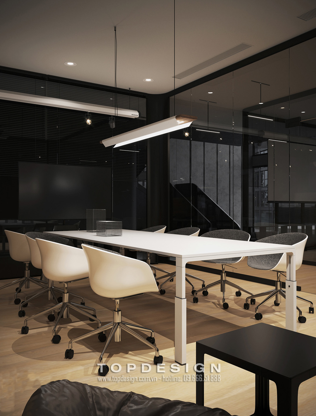 13. Thiết kế nội thất văn phòng tone màu đen - Dự án Thành Công 860m2 -TOPDESIGN