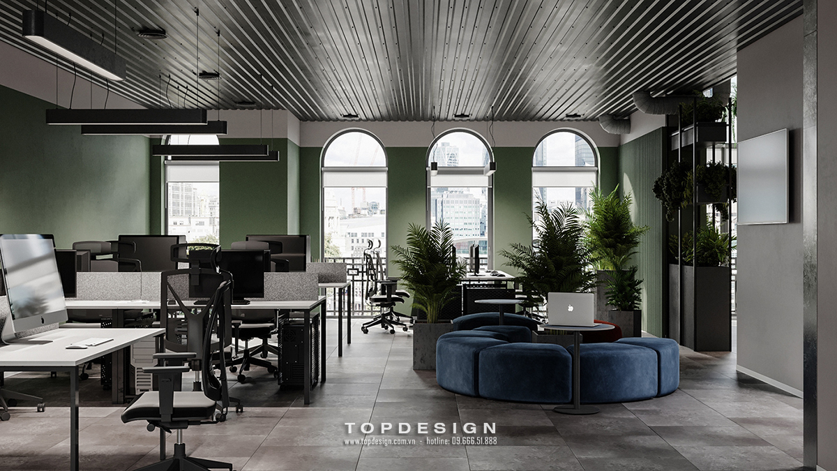 mẫu thiết kế nội thất văn phòng xanh đẹp độc đáo - TOPDESIGN 4