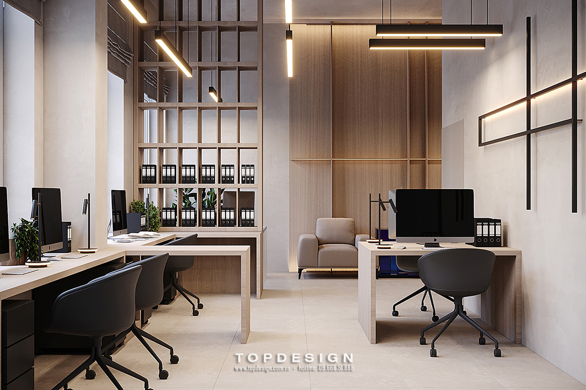 Thiết kế nội thất văn phòng tối giản đẹp sang trọng TOPDESIGN
