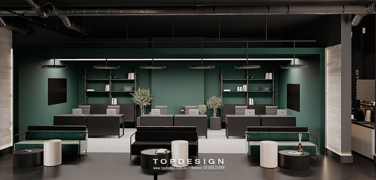 mẫu thiết kế nội thất văn phòng cho thuê cao cấp sang trọng đẹp mắt TOPDESIGN