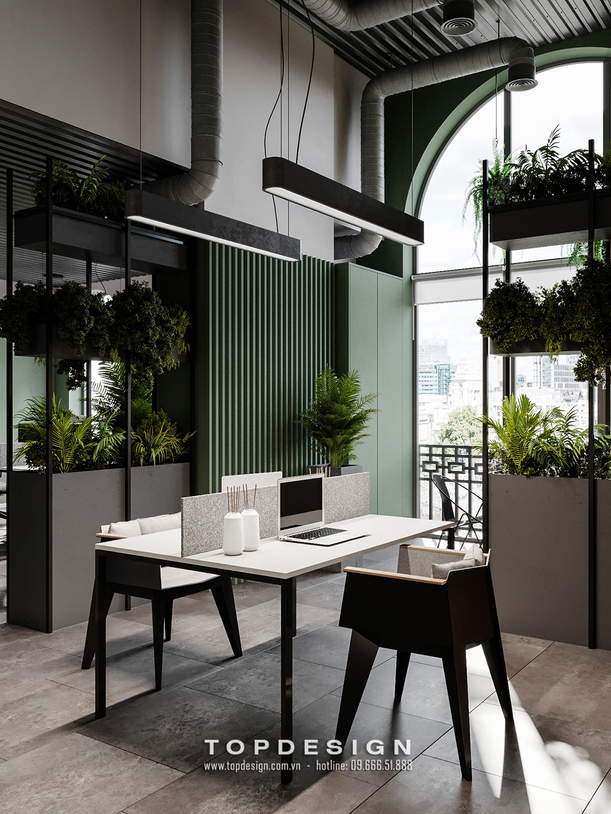 mẫu thiết kế nội thất văn phòng xanh đẹp độc đáo - TOPDESIGN 3