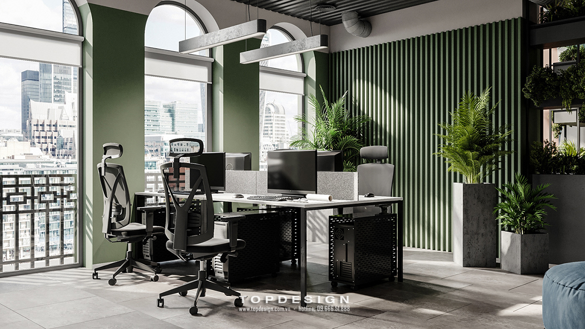 mẫu thiết kế nội thất văn phòng xanh đẹp độc đáo - TOPDESIGN 6