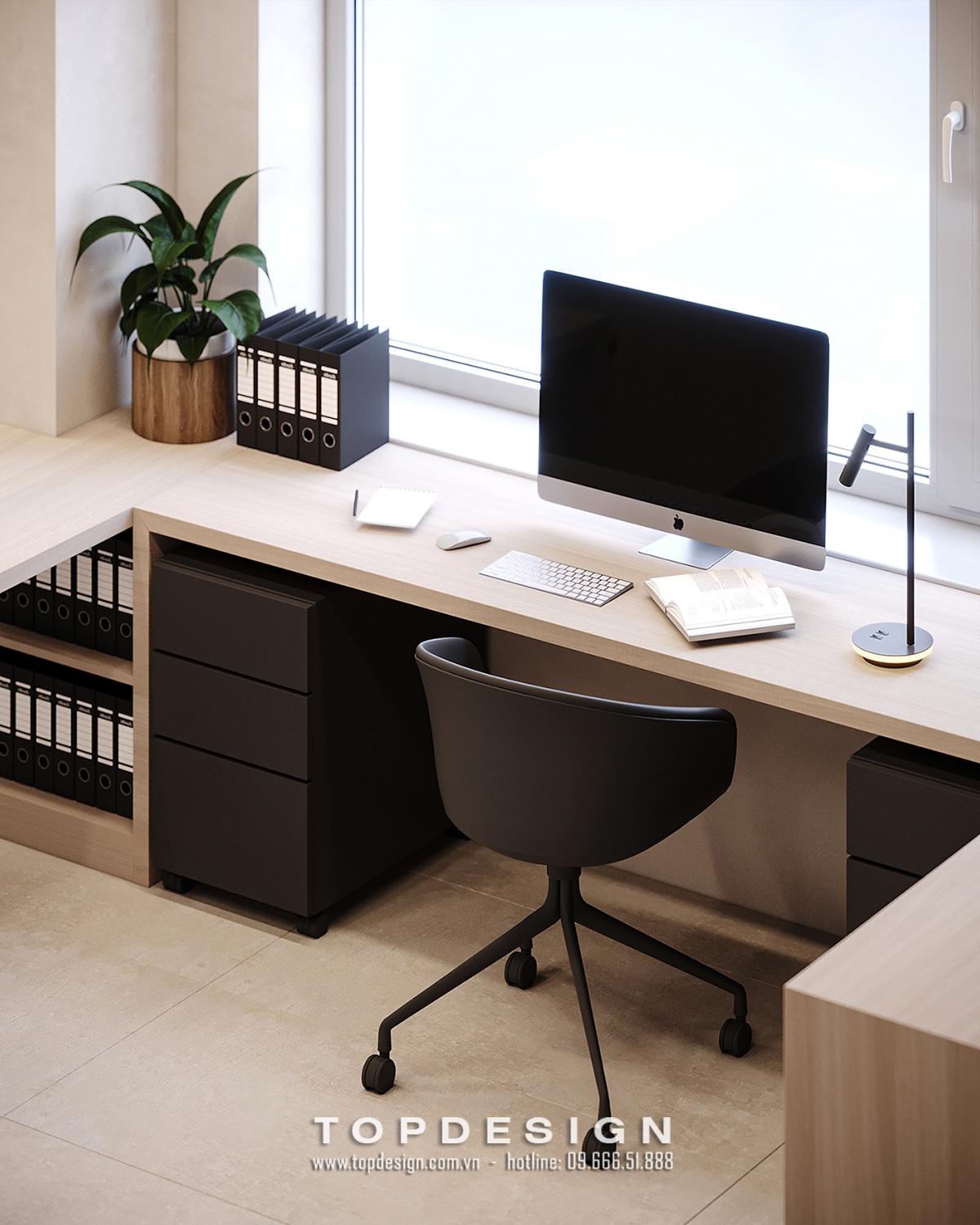thiết kế nội thất văn phòng phong cách tối giản TOPDESIGN