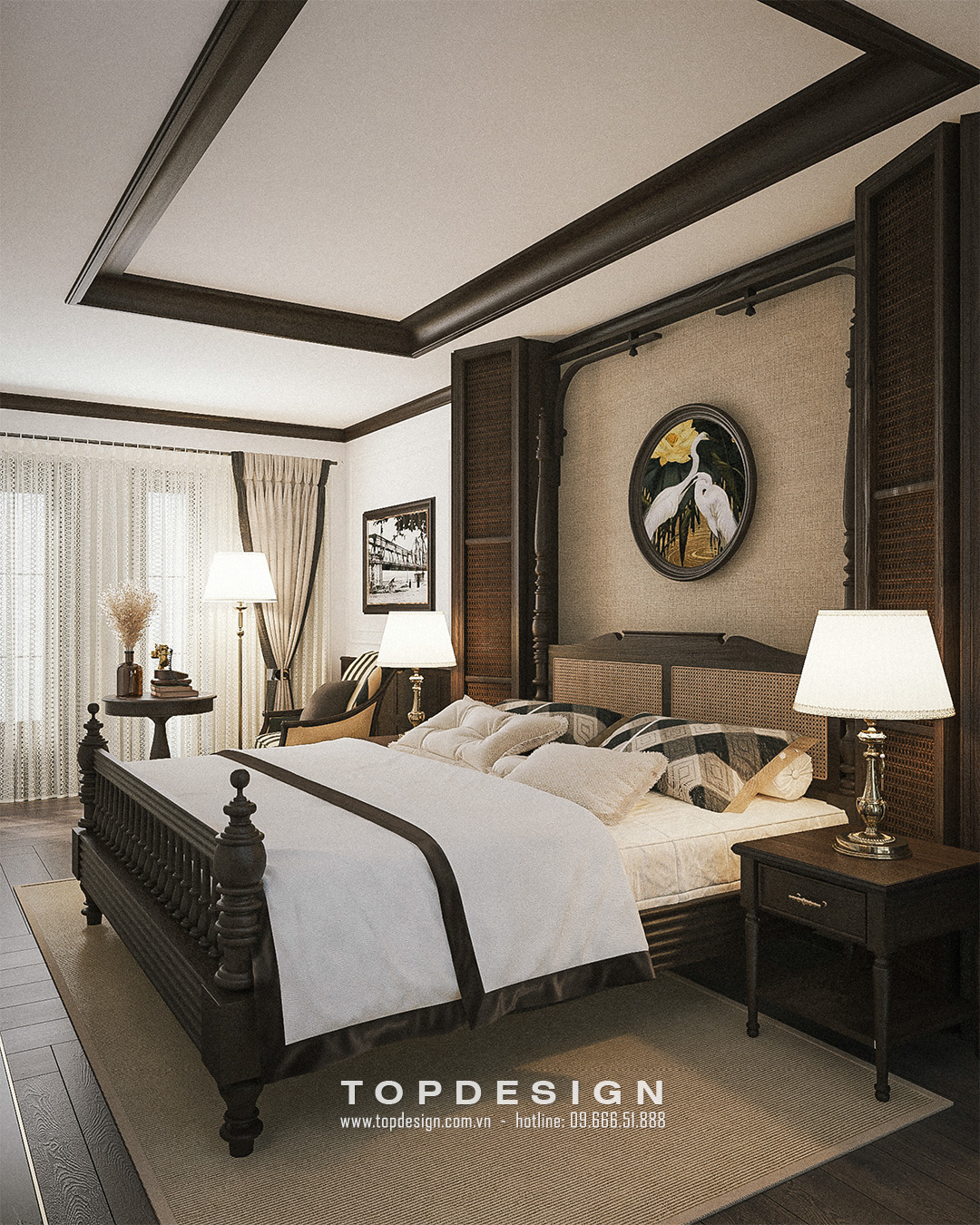 Thiết kế nội thất phòng ngủ phong cách Indochina - TOPESIGN 5