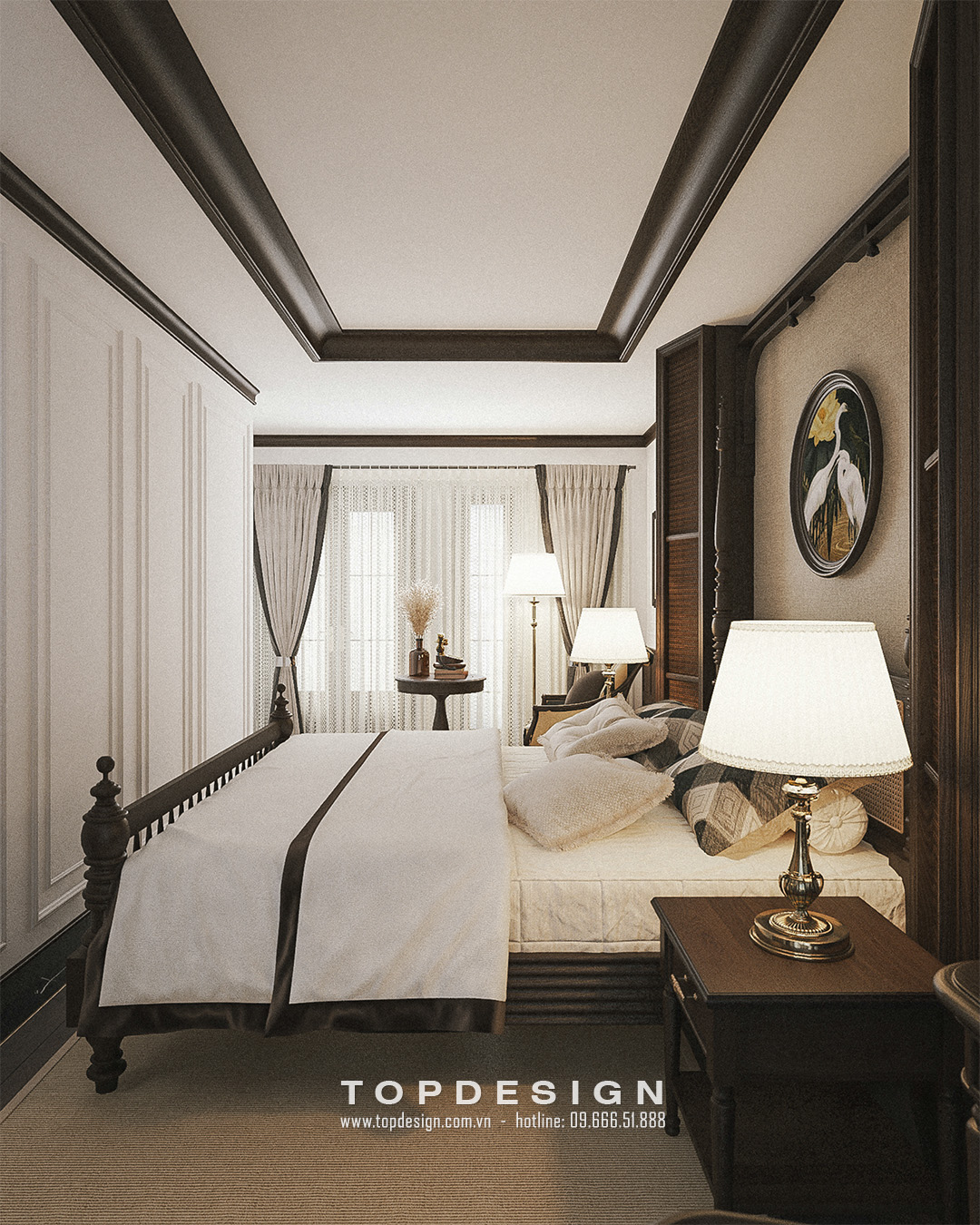 Thiết kế nội thất phòng ngủ phong cách Indochina - TOPESIGN  7