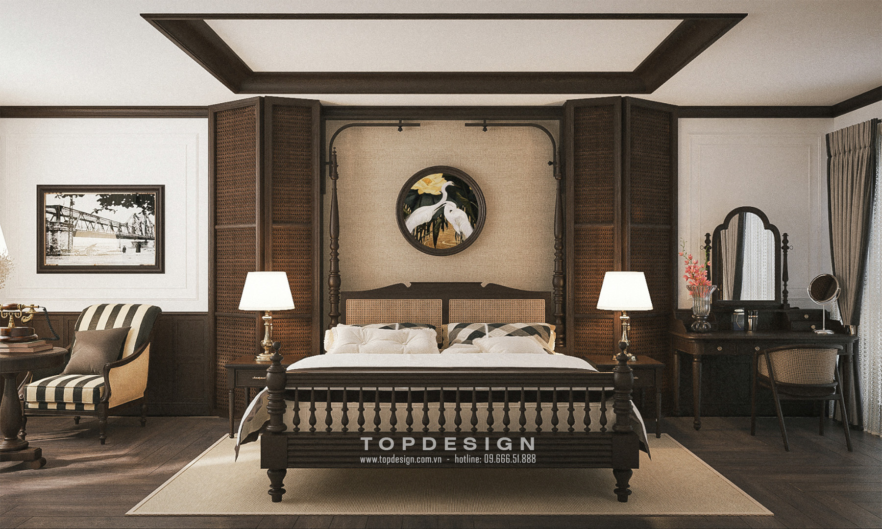 Thiết kế nội thất phòng ngủ phong cách Indochina - TOPESIGN 8