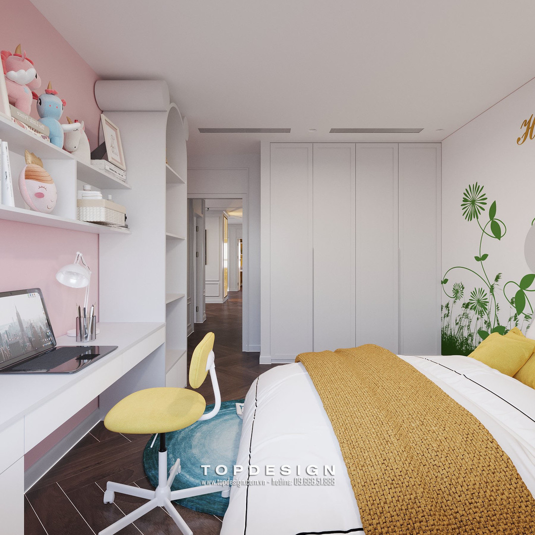 1. thiết kế phòng ngủ trẻ em cho căn hộ tân cổ điển