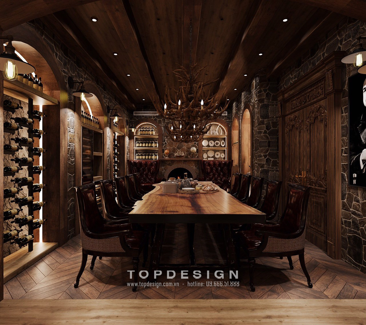 Thiết kế nội thất hầm rượu gỗ Biệt thự Vinh - TOPDESIGN