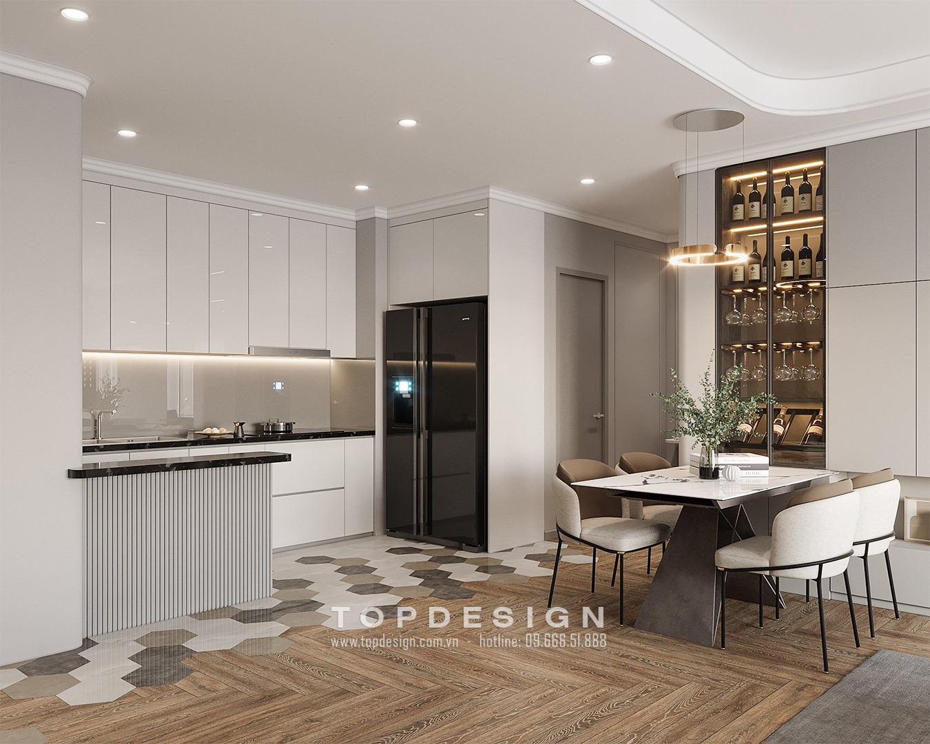 4. Thiết kế nội thất chung cư lacasta văn phú hà đông - Phòng bếp ăn - TOPDESIGN