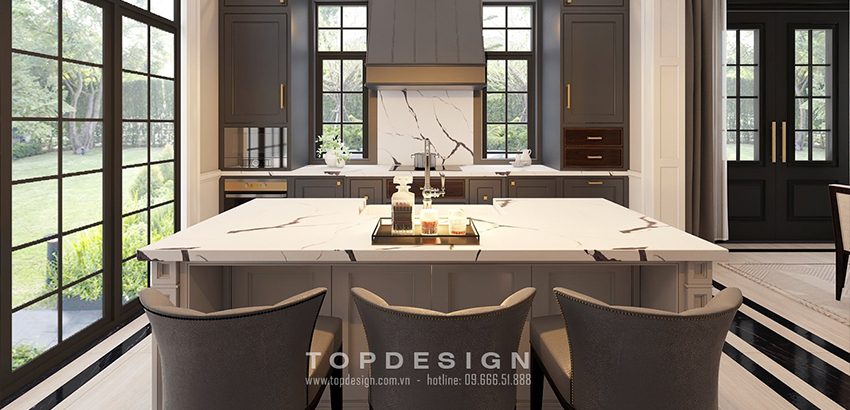 thiết kế nội thất bếp biệt thự đẹp hiện đại - TOPDESIGN