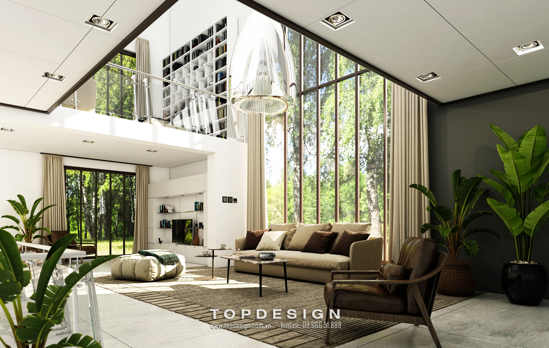thiết kế nội thất biệt thự nhà vườn phòng khách - TOPDESIGN