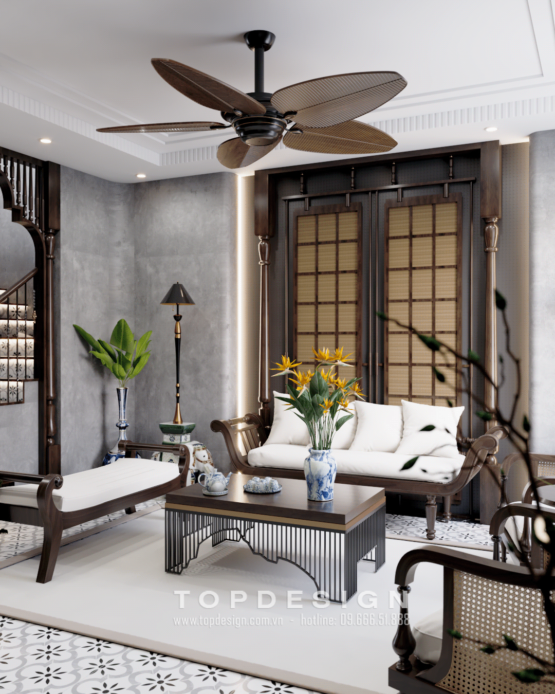 thiết kế nội thất phòng khách biệt thự_TOPDESIGN 2