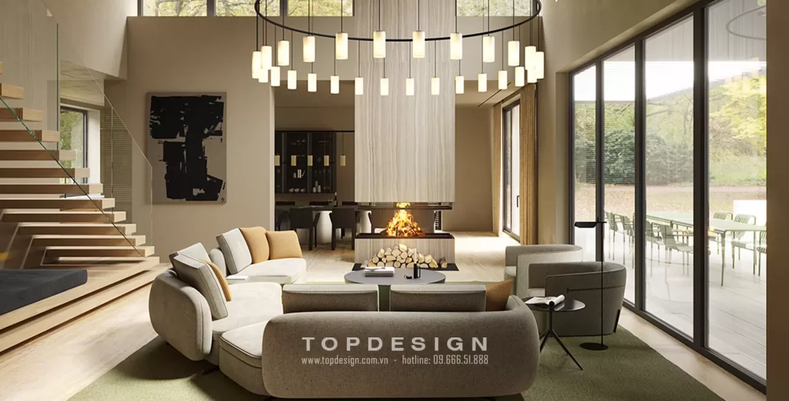 thiết kế nội thất phòng khách biệt thự - TOPDESIGN