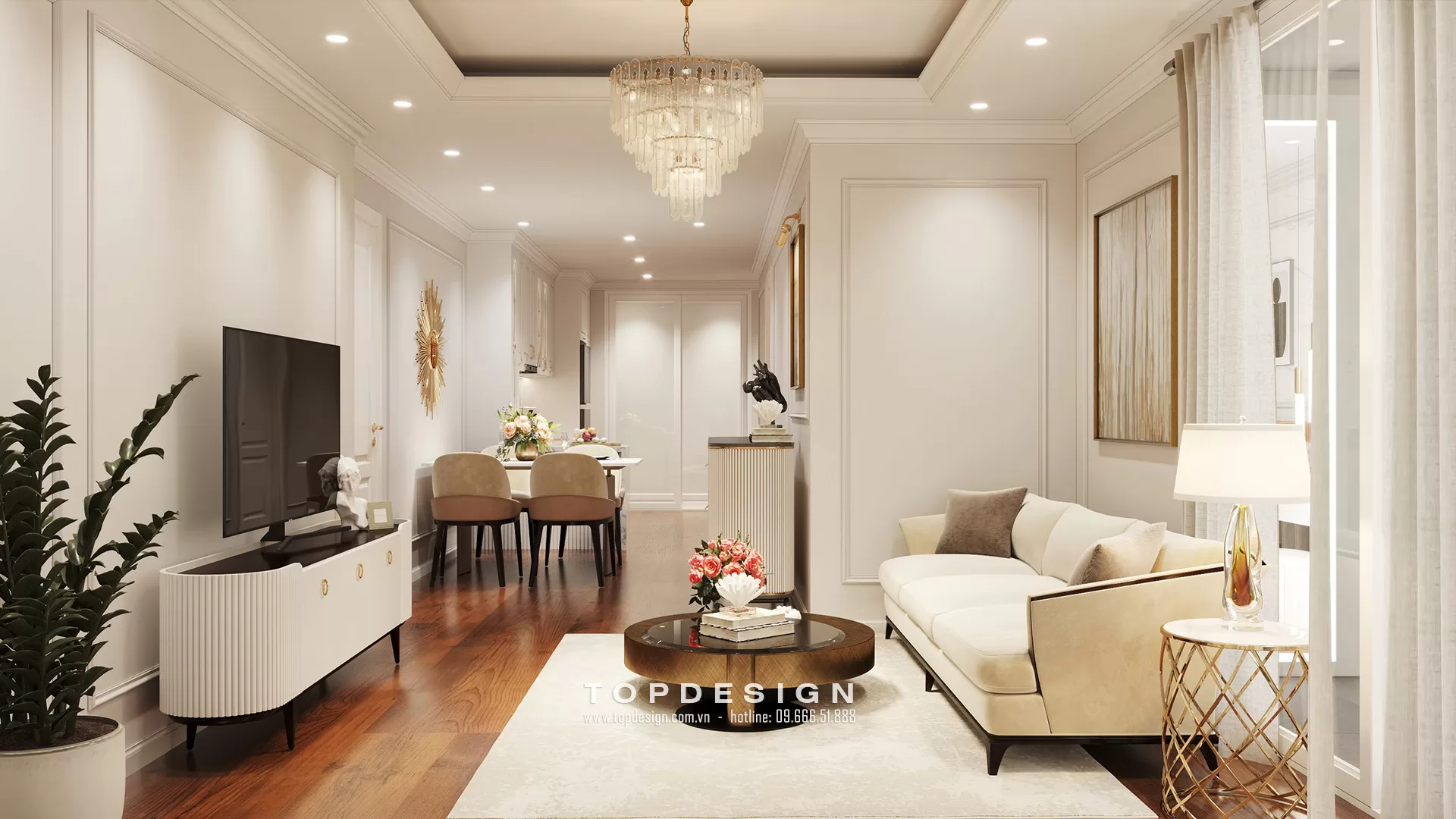 Thiết kế nội thất chung cư Han Jardin - TOPDESIGN - phòng khách 1