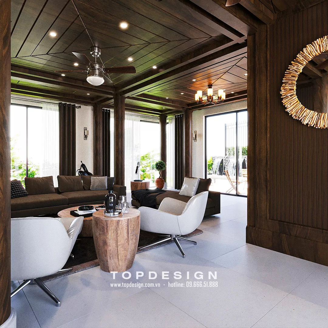 Thiết kế nội thất biệt thự tại Thanh Oai - TOPDESIGN -Phòng khách 2