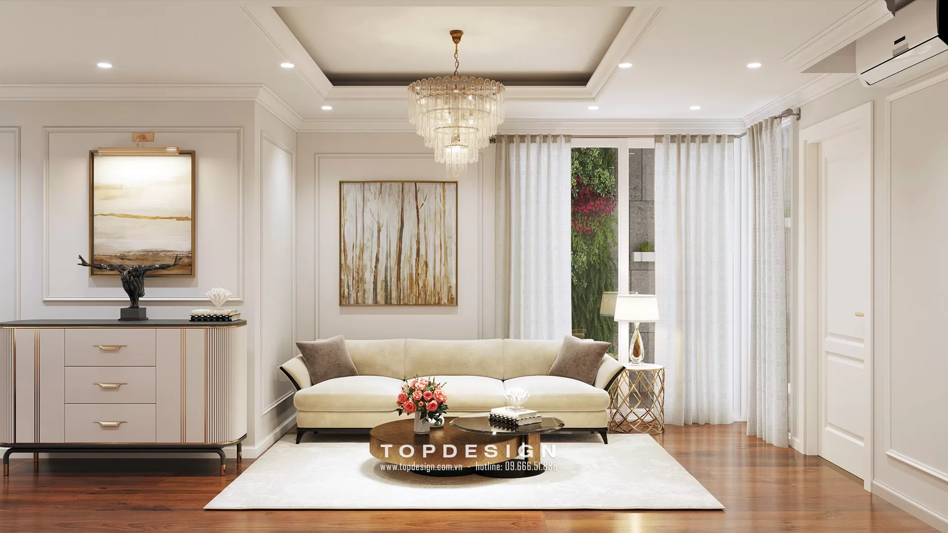 Thiết kế nội thất chung cư Han Jardin - TOPDESIGN - phòng khách 2