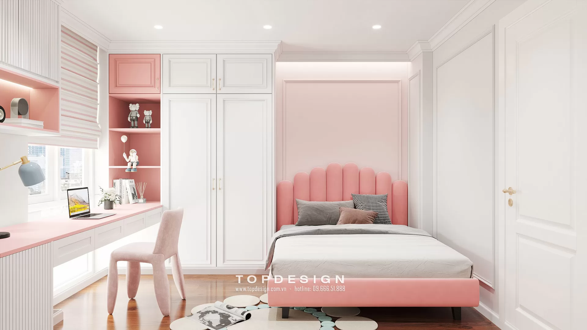 Thiết kế nội thất chung cư Han Jardin - TOPDESIGN - phòng ngủ con 1