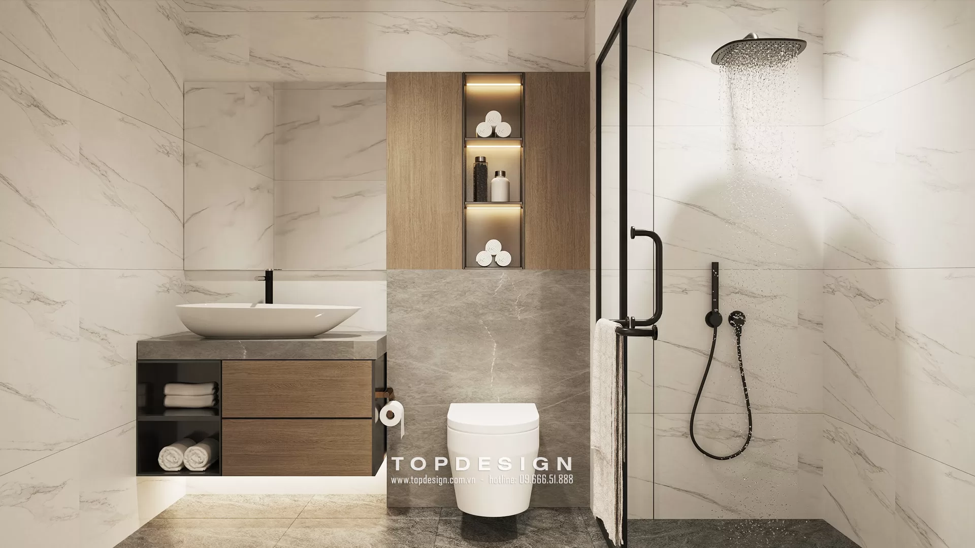 Thiết kế nội thất chung cư Han Jardin - TOPDESIGN - phòng tắm 1